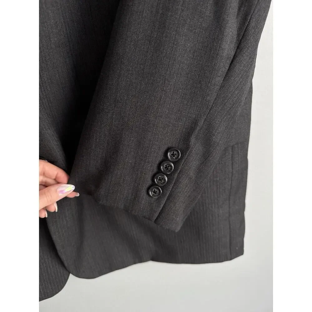 Hickey Freeman Bespoke Loro Piana Super 120s Wool Suit Gray Mens 42R 39x31